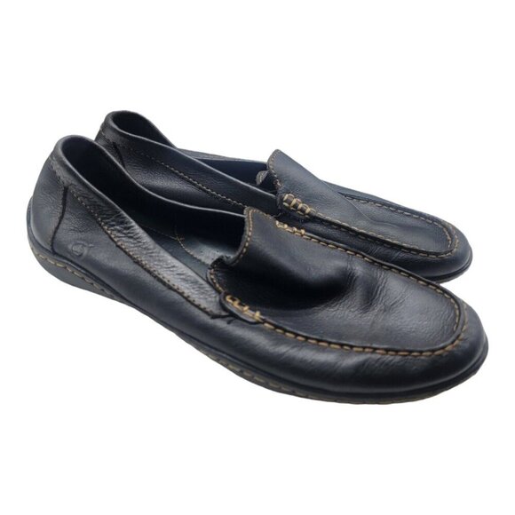 BORN Shoes Men Size 9 Black Harmon Loafers Pebbled Leather Driving Moc Comfort - Picture 1 of 10